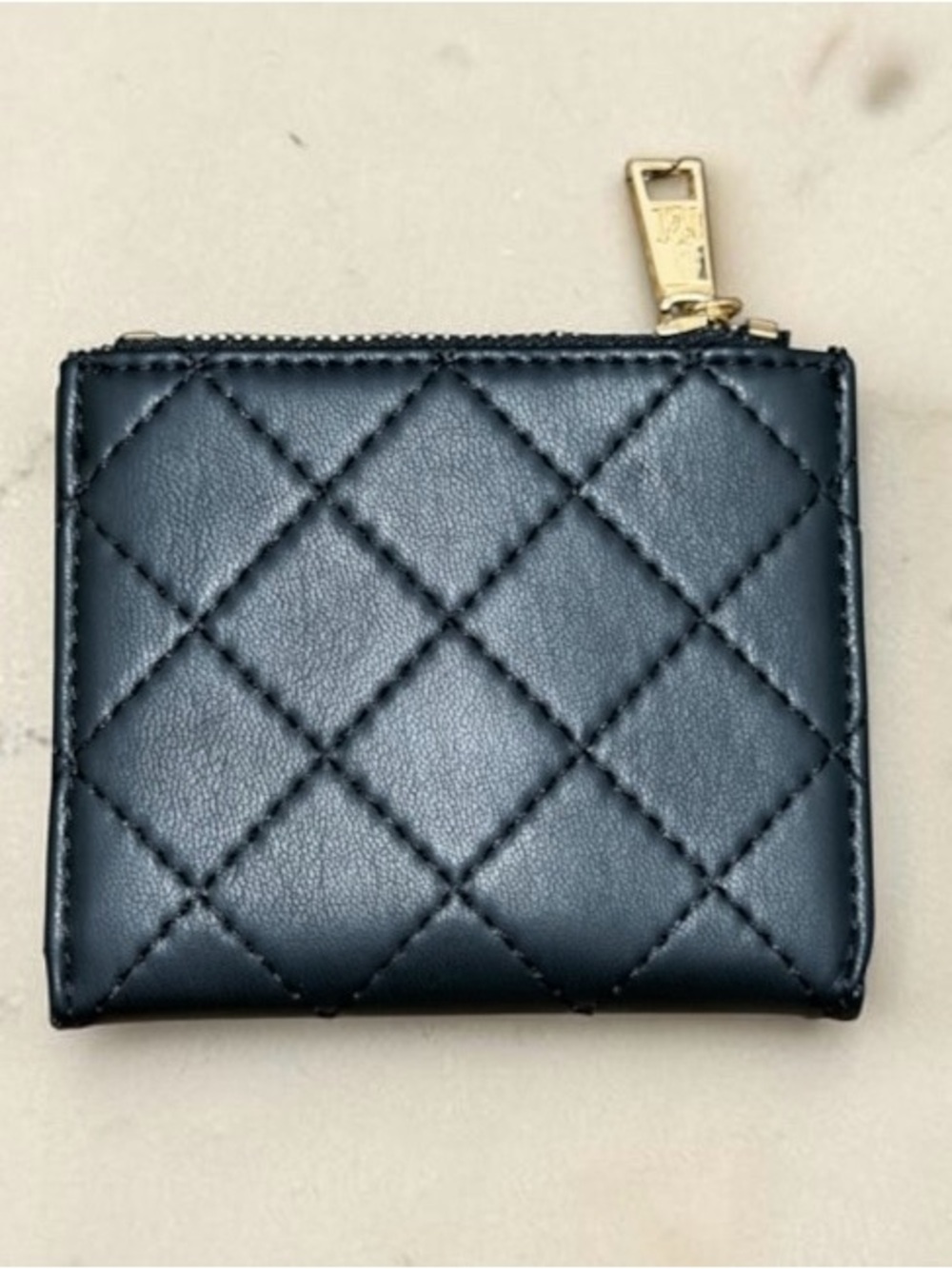Badgley Mischka Quilted Black Key & Card Wallet with Gold Ring - Picture 5 of 9